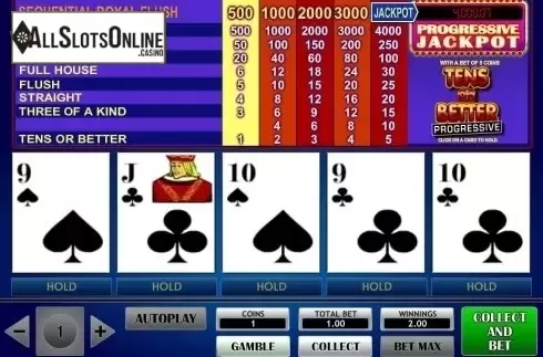 Game Screen. Tens or Better Progressive (iSoftBet) from iSoftBet