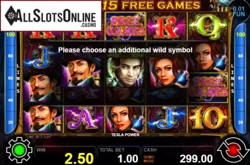 Win screen 2. Tesla Power from Casino Technology