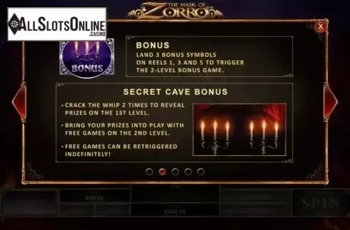 Paytable 2. The Mask of Zorro (Playtech) from Playtech