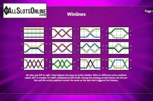 Pay Lines screen