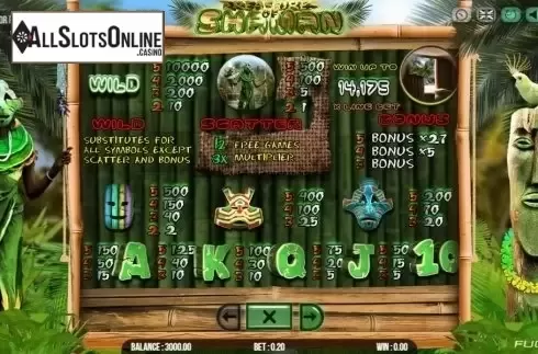 Paytable 1. Treasure Of Shaman from Fugaso