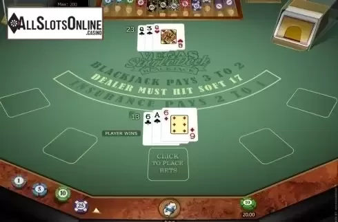 Game Screen. Vegas Downtown Blackjack Gold from Microgaming