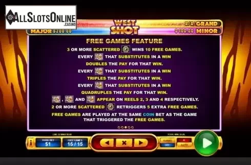 Free Games feature screen. West Shot from Skywind Group