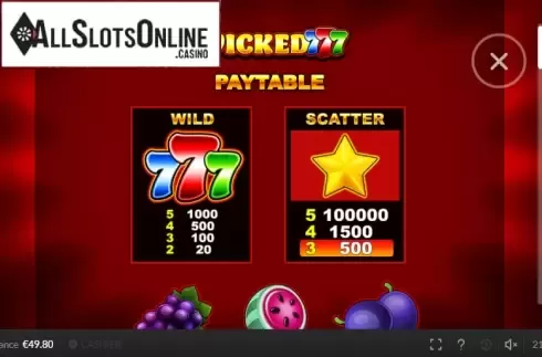 Paytable 1. Wicked 777 from Skywind Group