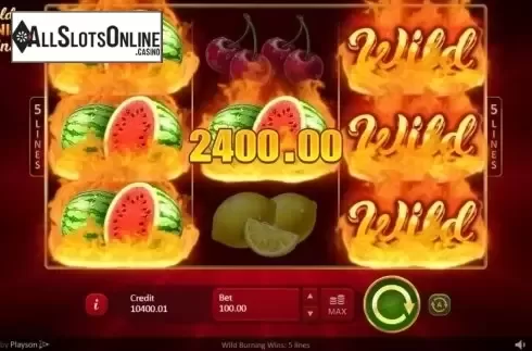 Win Screen 1. Wild Burning Wins: 5 lines from Playson