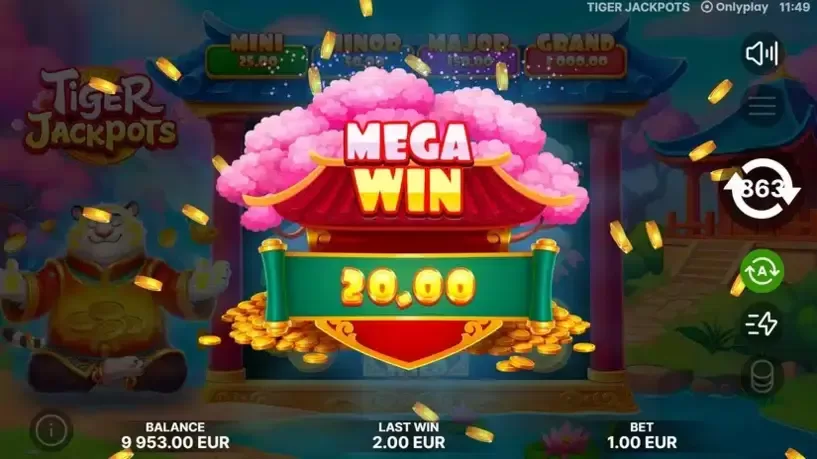Tiger Jackpots slot screenshot
