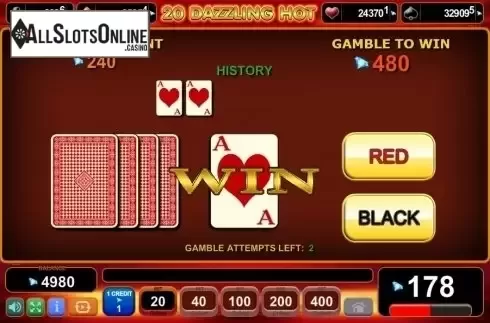 Gamble screen. 20 Dazzling Hot from EGT