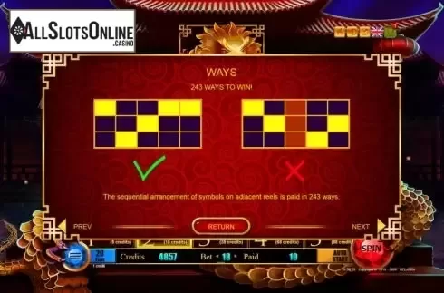 Ways to win screen. 88 Dragons Treasure from Belatra Games