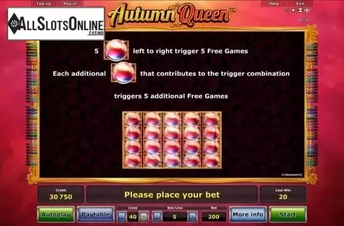 Paytable 3. Autumn Queen™ from Greentube