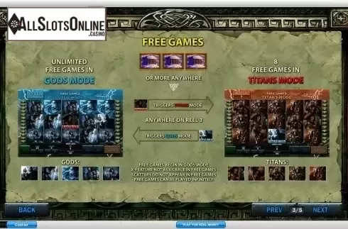 Paytable 3. Battle of the gods from Playtech