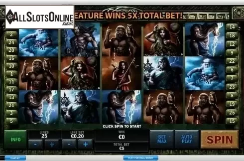 Reels screen. Battle of the gods from Playtech