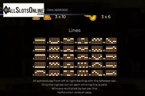 Paylines screen
