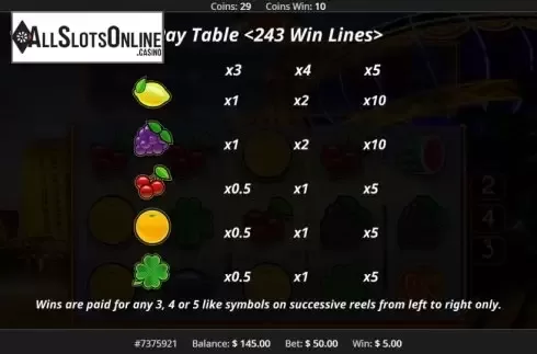 Paytable 2. Big Vegas from Concept Gaming