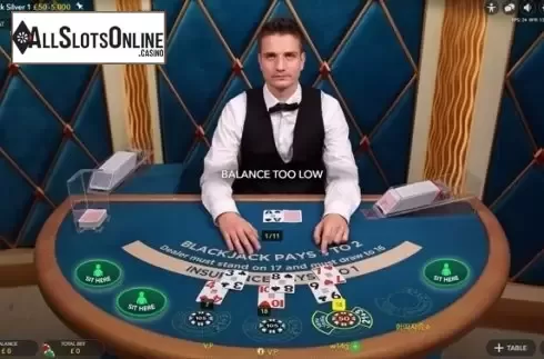 Game Screen. Blackjack Silver 1 (Evolution Gaming) from Evolution Gaming
