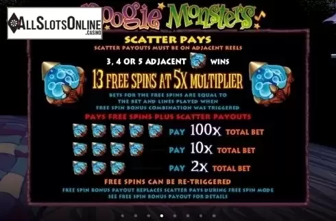 Paytable 2. Boogie Monsters from Microgaming