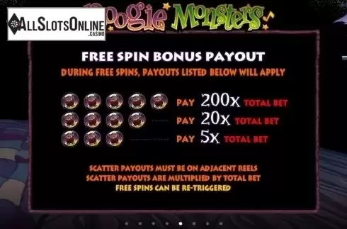 Paytable 3. Boogie Monsters from Microgaming