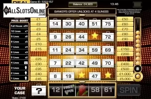 Game workflow 2. Deal Or No Deal Slingo Us from Slingo Originals