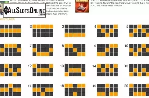 Pay Lines screen