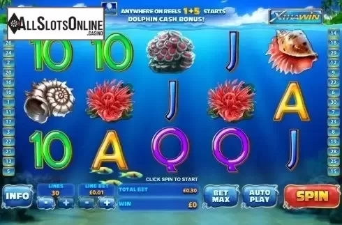 Reels screen. Dolphin Cash from Playtech