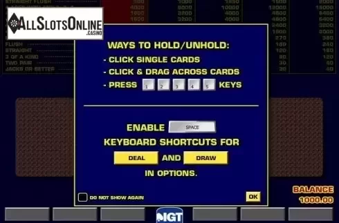 Game Screen 1. Double Double Bonus Poker Game King from IGT