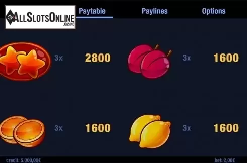 Paytable 2. Extra Win from Swintt