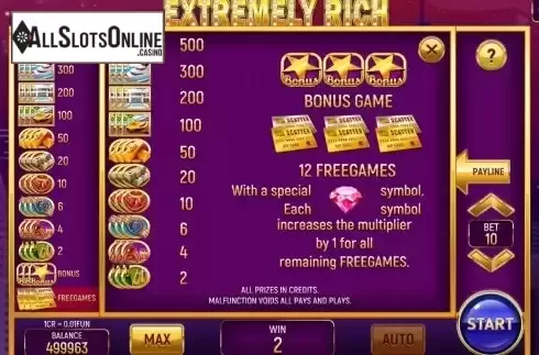 PayTable screen
