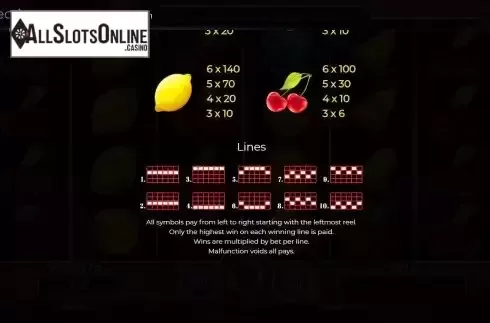 Paylines screen