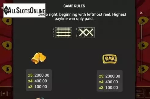 Paylines screen