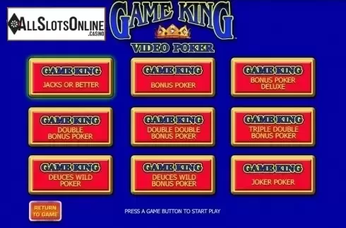 Game Screen 1. Game King Video Poker from IGT