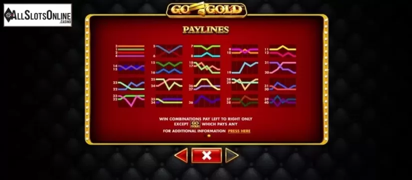 Paytable 2. Go Gold from Skywind Group