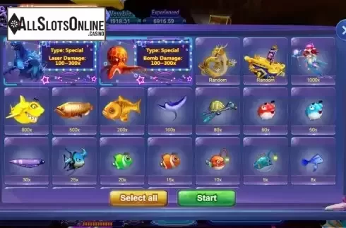 Paytable screen