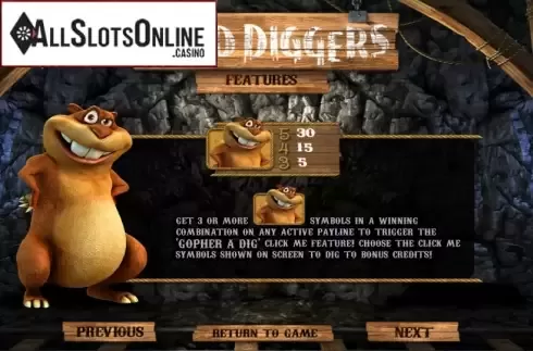Paytable 3. Gold Diggers from Betsoft
