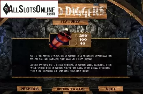 Paytable 2. Gold Diggers from Betsoft