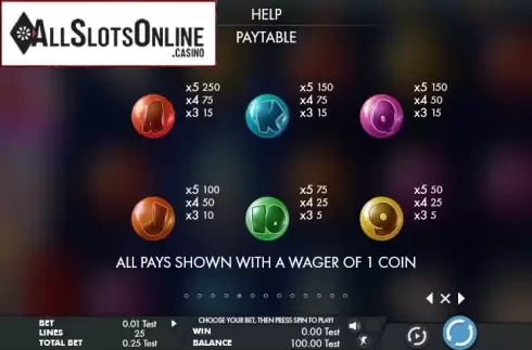 Paytable 3. Gumball blaster from Genesis