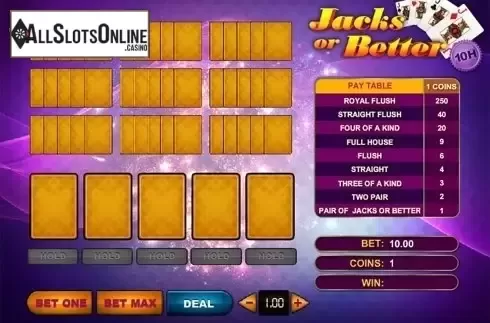 Reels screen. Jacks Or Better 10 Hands from GVG