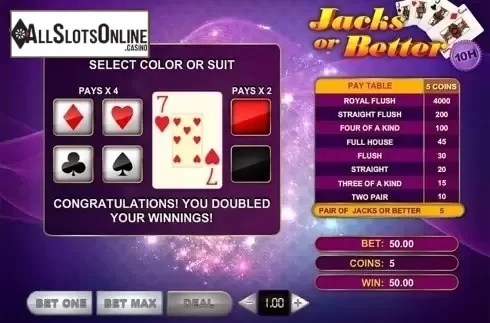 Double win screen. Jacks Or Better 10 Hands from GVG