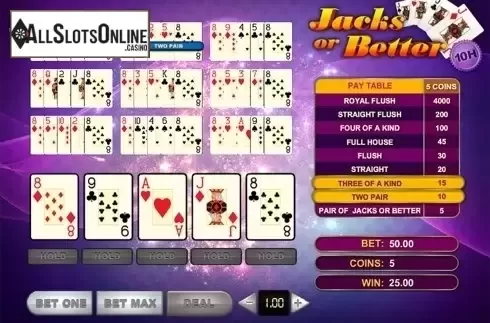 Win screen. Jacks Or Better 10 Hands from GVG