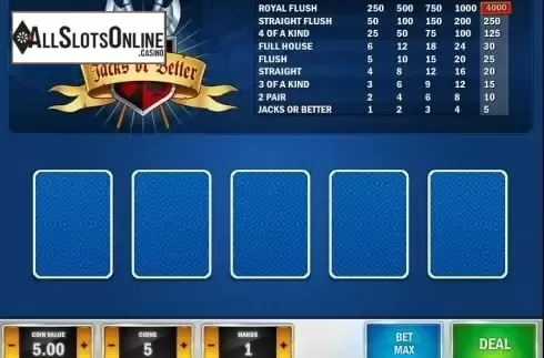 Game Screen 1. Jacks or Better MH (Play'n Go) from Play'n Go