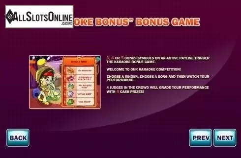 Paytable 2. Karaoke Star Slots from GamesOS
