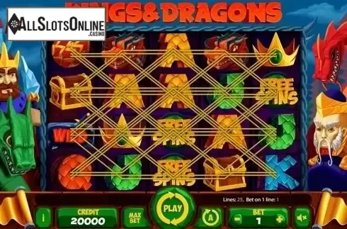 Reels screen. Kings And Dragons from X Card