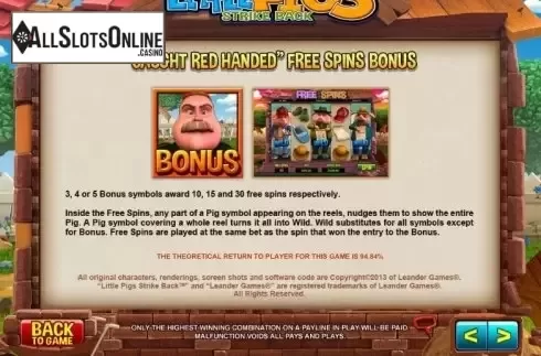 Paytable 4. Little Pigs Strike Back from Microgaming