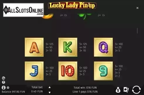 Paytable screen 2
