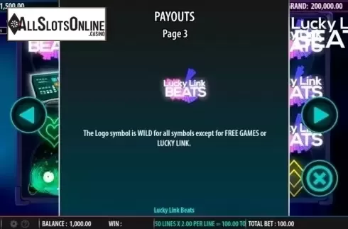 Payouts. Lucky Link Beats from Bally