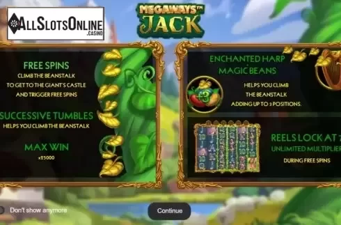 Start Screen. Megaways Jack from IronDog