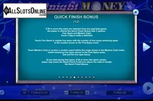 Bonus screen