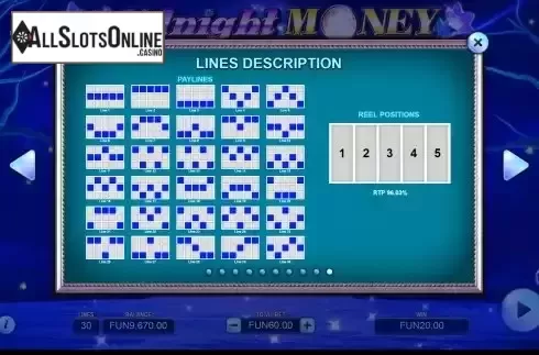 Paylines screen