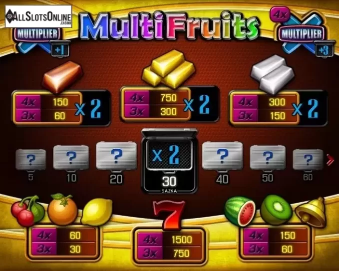 Paytable. Multi Fruits (Apollo Games) from Apollo Games