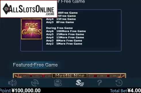 Paytable 4. Mystic Nine from Virtual Tech