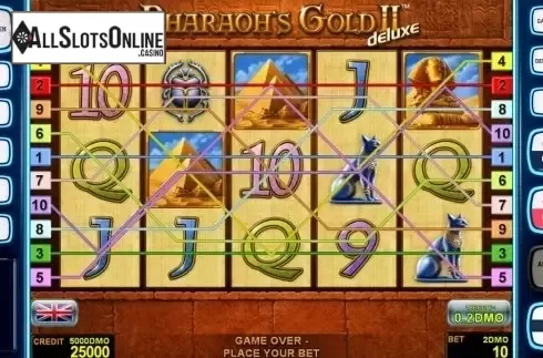 Reels screen. Pharaohs Gold 2 Deluxe from Novomatic