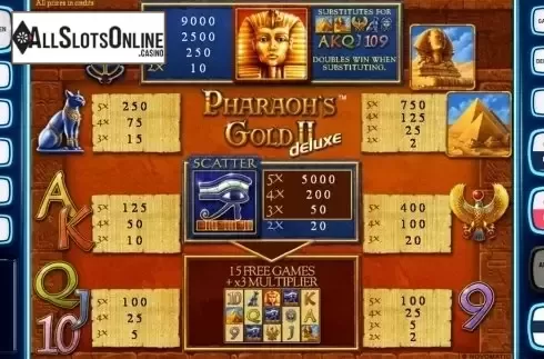 Paytable . Pharaohs Gold 2 Deluxe from Novomatic